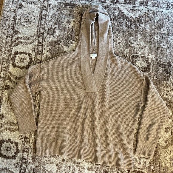 Aerie CozyUp Waffle Knit Hooded Sweater in Oatmeal - Size Medium - Picture 2 of 6